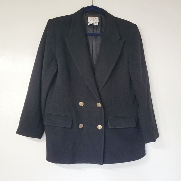 Talbots Petites Black Wool Cashmere Blend Coat Size 16P - Picture 1 of 10